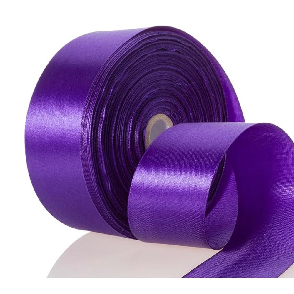 NWT Abbaoww 50 Yard 1 Inch Double Face Purple Satin Ribbon Decor Craft Gift Wrap